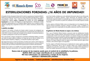 Esterilizaciones forzadas ¡16 años de impunidad!